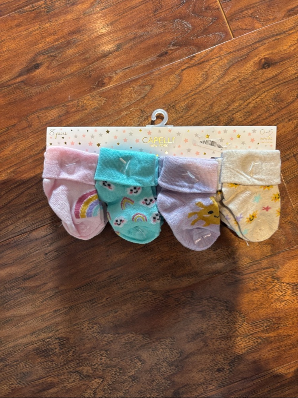 Capelli of New York Baby Girls 8-Pack Pastel Rainbow & Sunshine Socks